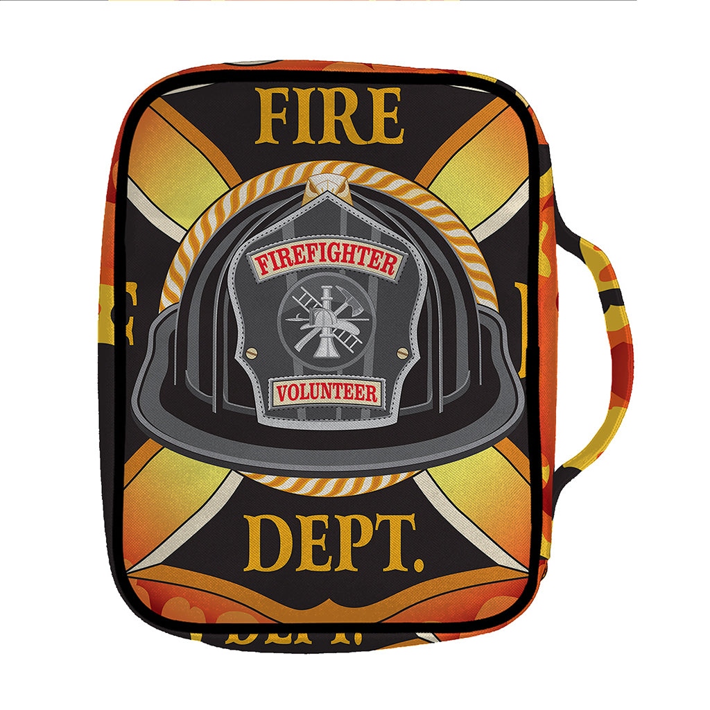 Flaming Firefighter Emblem Print Front Pocket Bible Bag