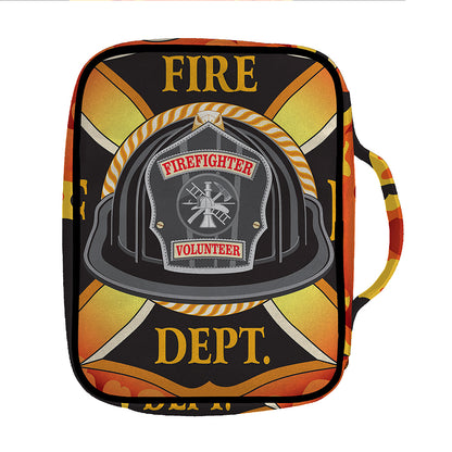 Flaming Firefighter Emblem Print Front Pocket Bible Bag