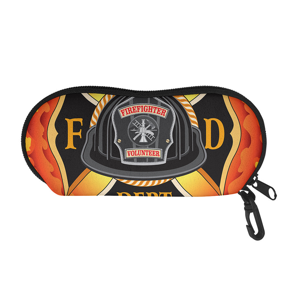 Flaming Firefighter Emblem Print Glasses Case