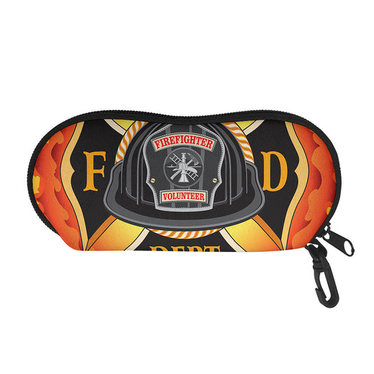 Flaming Firefighter Emblem Print Glasses Case