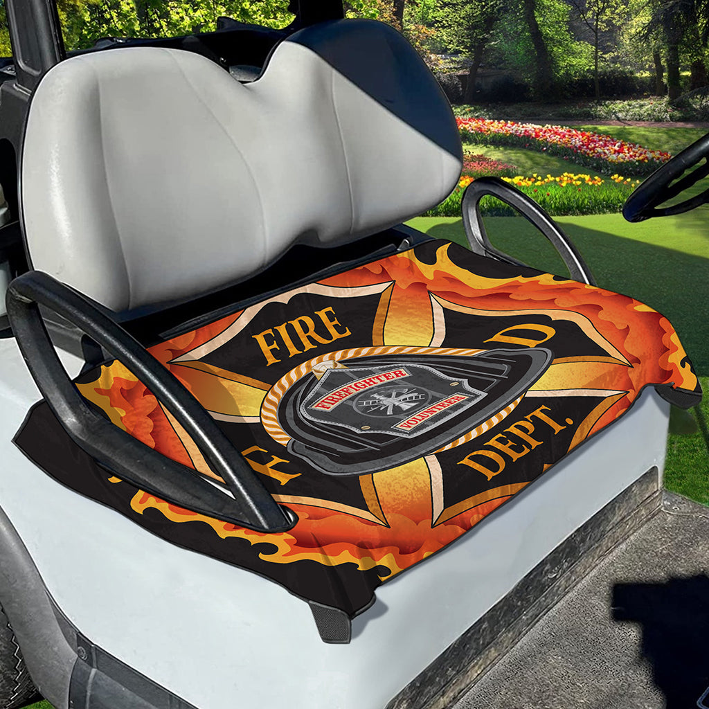 Flaming Firefighter Emblem Print Golf Cart Seat Cover