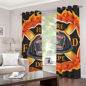 Flaming Firefighter Emblem Print Grommet Curtains