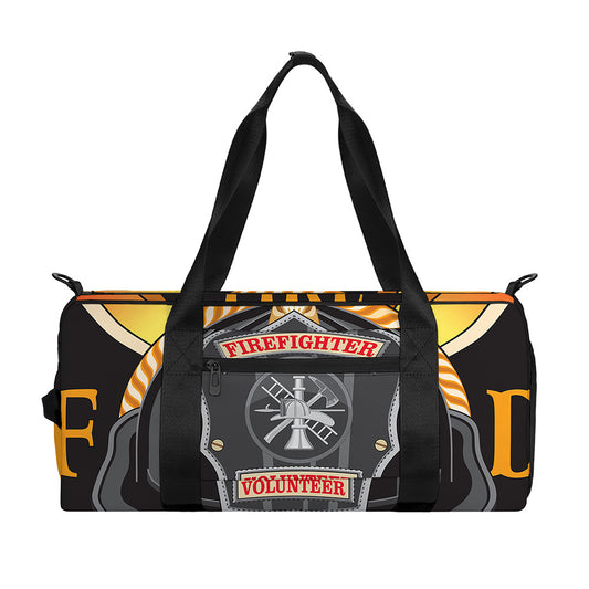 Flaming Firefighter Emblem Print Gym Bag