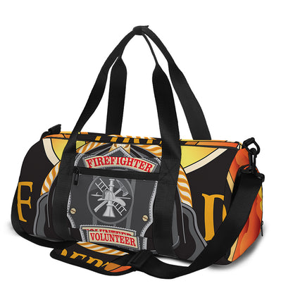 Flaming Firefighter Emblem Print Gym Bag