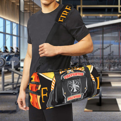 Flaming Firefighter Emblem Print Gym Bag
