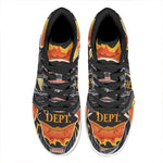 Flaming Firefighter Emblem Print High Top Leather Sneakers