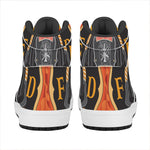 Flaming Firefighter Emblem Print High Top Leather Sneakers