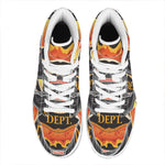 Flaming Firefighter Emblem Print High Top Leather Sneakers