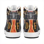Flaming Firefighter Emblem Print High Top Leather Sneakers