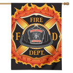 Flaming Firefighter Emblem Print House Flag