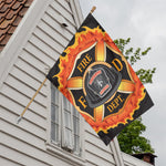 Flaming Firefighter Emblem Print House Flag