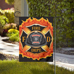 Flaming Firefighter Emblem Print House Flag