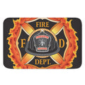 Flaming Firefighter Emblem Print Indoor Door Mat