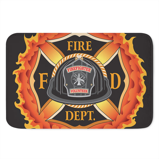 Flaming Firefighter Emblem Print Indoor Door Mat
