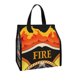Flaming Firefighter Emblem Print Insulated Lunch Tote