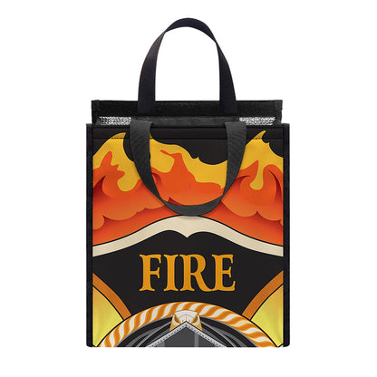 Flaming Firefighter Emblem Print Insulated Lunch Tote