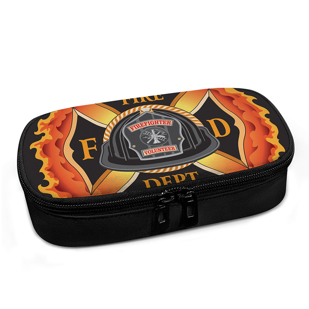 Flaming Firefighter Emblem Print Insulin Cooler Travel Case