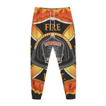 Flaming Firefighter Emblem Print Jogger Pants