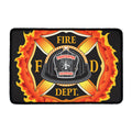 Flaming Firefighter Emblem Print Kitchen Mat
