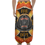 Flaming Firefighter Emblem Print Lantern Pants