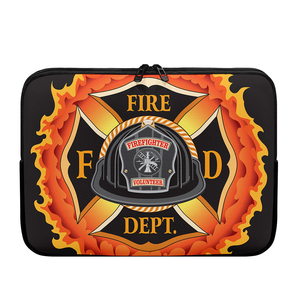 Flaming Firefighter Emblem Print Laptop Sleeve
