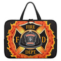 Flaming Firefighter Emblem Print Laptop Sleeve With Handle