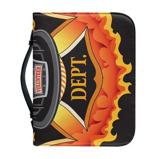 Flaming Firefighter Emblem Print Leather Bible Cover