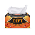 Flaming Firefighter Emblem Print Leather Tissue Box Cover