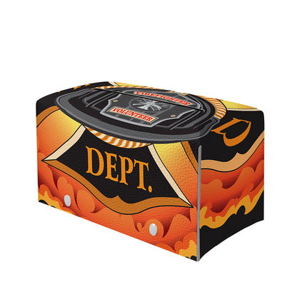 Flaming Firefighter Emblem Print Leather Tissue Box Cover