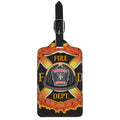 Flaming Firefighter Emblem Print Luggage Tag