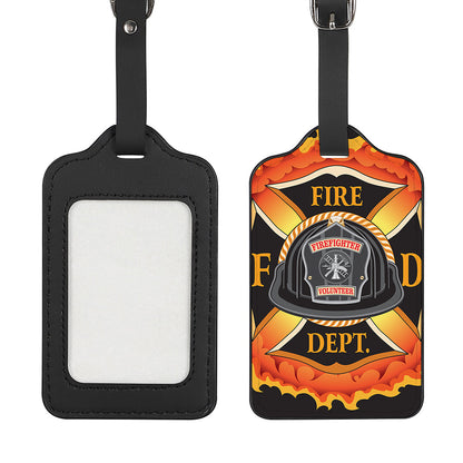 Flaming Firefighter Emblem Print Luggage Tag