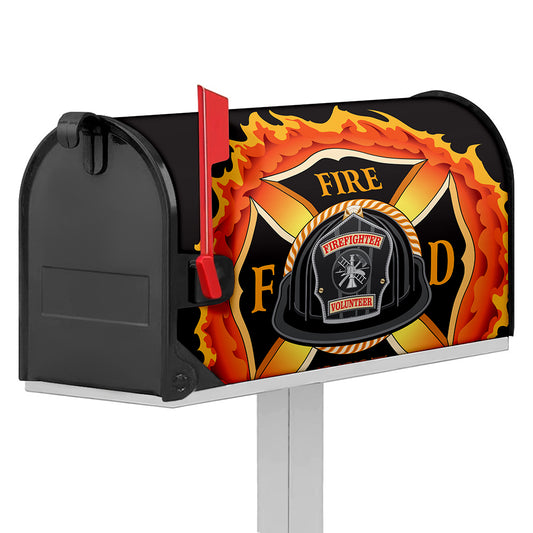 Flaming Firefighter Emblem Print Mailbox Cover