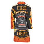 Flaming Firefighter Emblem Print Men's Bathrobe