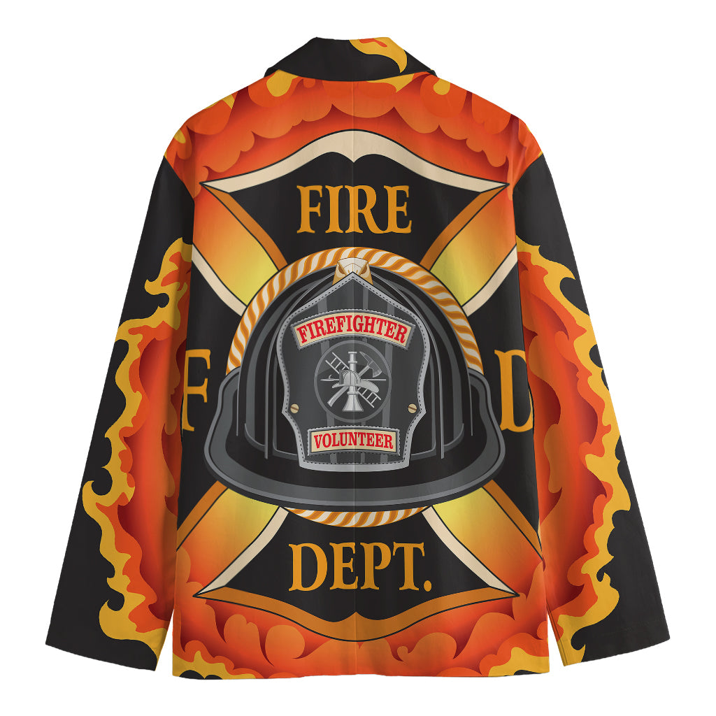 Flaming Firefighter Emblem Print Men's Blazer