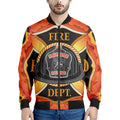 Flaming Firefighter Emblem Print Men's Bomber Jacket