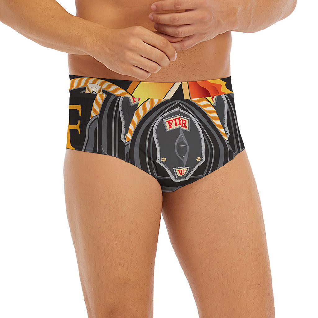Flaming Firefighter Emblem Print Men's Briefs