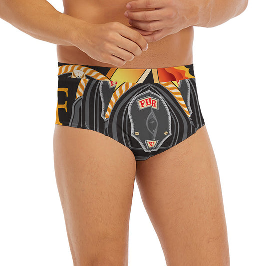 Flaming Firefighter Emblem Print Men's Briefs