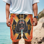 Flaming Firefighter Emblem Print Men's Cargo Shorts