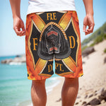 Flaming Firefighter Emblem Print Men's Cargo Shorts