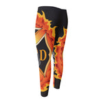 Flaming Firefighter Emblem Print Men's Compression Pants