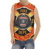 Flaming Firefighter Emblem Print Men's Fitness Tank Top