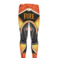 Flaming Firefighter Emblem Print Men's Leggings