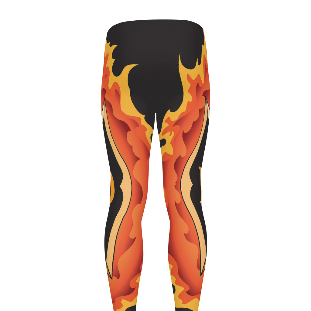 Flaming Firefighter Emblem Print Men's leggings