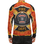Flaming Firefighter Emblem Print Men's Long Sleeve Rash Guard