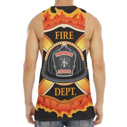 Flaming Firefighter Emblem Print Men's Muscle Tank Top