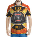 Flaming Firefighter Emblem Print Men's Polo Shirt