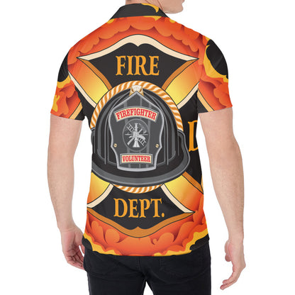 Flaming Firefighter Emblem Print Men's Shirt