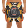 Flaming Firefighter Emblem Print Men's Split Running Shorts