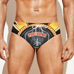 Flaming Firefighter Emblem Print Men's Swim Briefs