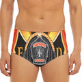 Flaming Firefighter Emblem Print Men's Triangle Swim Briefs